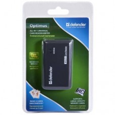 Кардридер Defender  OPTIMUS, до 4 типов карт одновременно + кабель USB 2.0 A(M) - MiniB (M) длина 1 м. (83501)