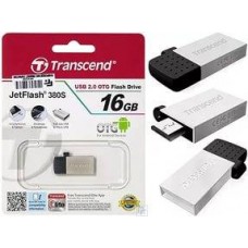 Флеш накопитель 16GB Transcend JetFlash 380, USB 2.0,OTG,металл серебро (TS16GJF380S)