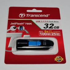Флеш накопитель 32GB Transcend JetFlash 790, USB 3.0, Черный/Синий (TS32GJF790K)