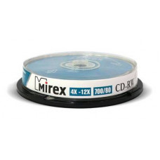 Диск CD-RW Mirex 700 Mb, 12х, Cake Box (10), (10/300) (203384)
