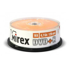 Диск DVD+R Mirex 4.7 Gb, 16x, Cake Box (25), (25/300) (202509)