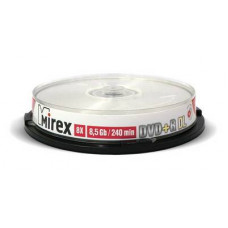 Диск DVD+R Mirex 8.5 Gb, 8x, Cake Box (10), Ink Printable, Dual Layer (10/300) (204268)