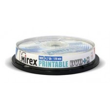 Диск DVD+R Mirex 4.7 Gb, 16x, Cake Box (10), Ink Printable (10/300) (204596)
