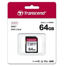 Флеш карта SD 64GB Transcend SDХC UHS-I U3 (TS64GSDC300S)
