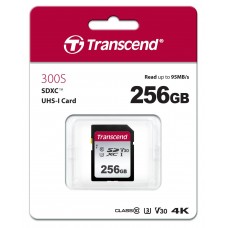 Флеш карта SD 256GB Transcend SDXC Class 10 UHS-I U3, V30, TLC, Silver (TS256GSDC300S)