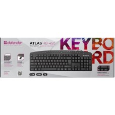 Defender Проводная клавиатура Atlas HB-450 RU,черный,мультимедиа 124 кн. (45450)