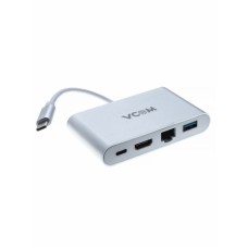 Кабель-адаптер USB3.1 Type-CM--)HDMI+USB3.0+RJ45+PD charging  VCOM (CU455) (CU455_216938)