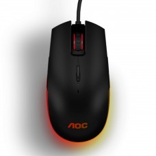 AOC Мышь игровая GM500, многоцветная RGB, 5000 dpi, Pixart 3325, USB кабель 1,8 м, чёрный. (GM500DRBE)