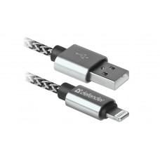 Defender Кабель USB2.0 ACH01-03T PRO Белый, AM-LightningM, 1m, 2.1A (87809)