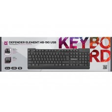 Defender Клавиатура проводная Element HB-190 USB RU, черный, полноразмерная (45191)
