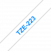 BROTHER Наклейка ламинированная TZ-E223 (9 мм син/бел) (TZE223)