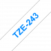 BROTHER Наклейка ламинированная TZ-E243 (18 мм син/бел) (TZE243)