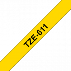 BROTHER Наклейка ламинированная TZ-E611 (6 мм черн/желт) (TZE611)