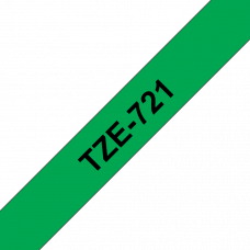 BROTHER Наклейка ламинированная TZ-E721 (9 мм черн/зелен) (TZE721)