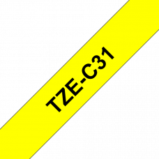 BROTHER Наклейка ламинированная TZ-EC31 (12 мм черн/желтая флюоресцентная лента) (TZEC31)
