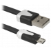 Кабель Defender USB08-03P USB2.0 AM-MicroBM, плоский, чёрный, 1.0м (87475)