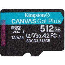 KINGSTON TECHNOLOGY Флеш карта microSD 512GB Kingston microSDXC Class 10 UHS-I U3 V30 Canvas Go Plus 170MB/s (SDCG3/512GBSP)