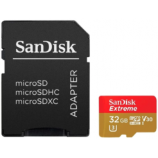 Флеш карта microSD 32GB SanDisk microSDHC Class 10 UHS-I A1 V30 U3 Extreme Pro (SD адаптер) 100MB/s (SDSQXCG-032G-GN6MA)