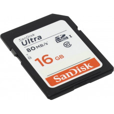 Флеш карта SD 16GB SanDisk SDHC Class 10 UHS-I Ultra 80MB/s (SDSDUNC-016G-GN6IN)